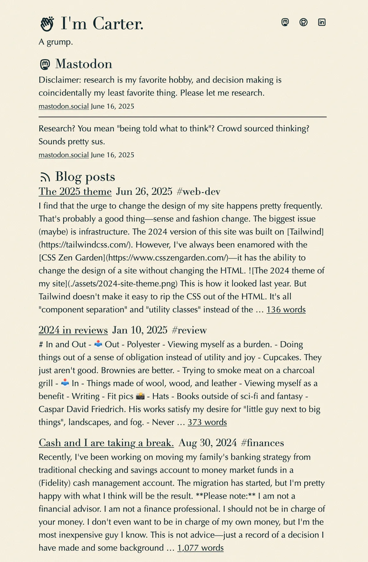 The 2025 theme of my site