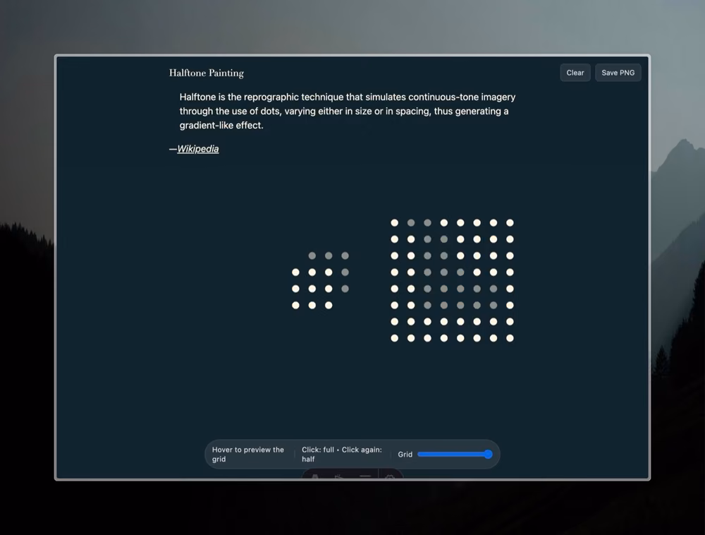 A screenshot of a webpage for creating halftone images